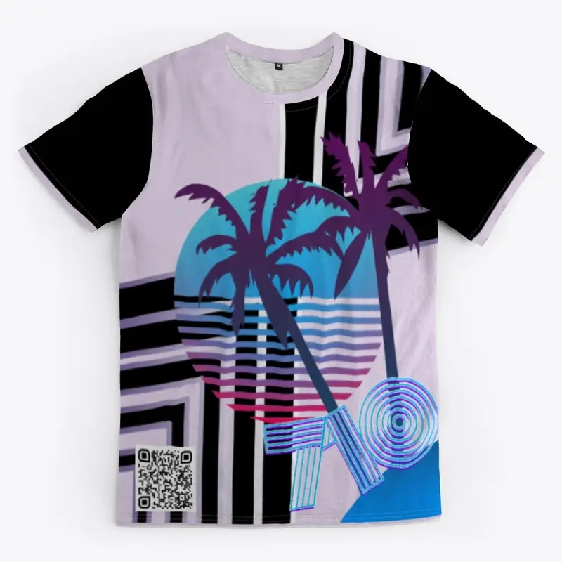 Retro Palm Tree Color Block Tee